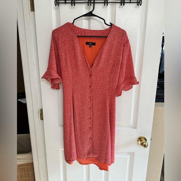 LULUS Castana Rust Red Print Button-Up Dress - Picture 3 of 3